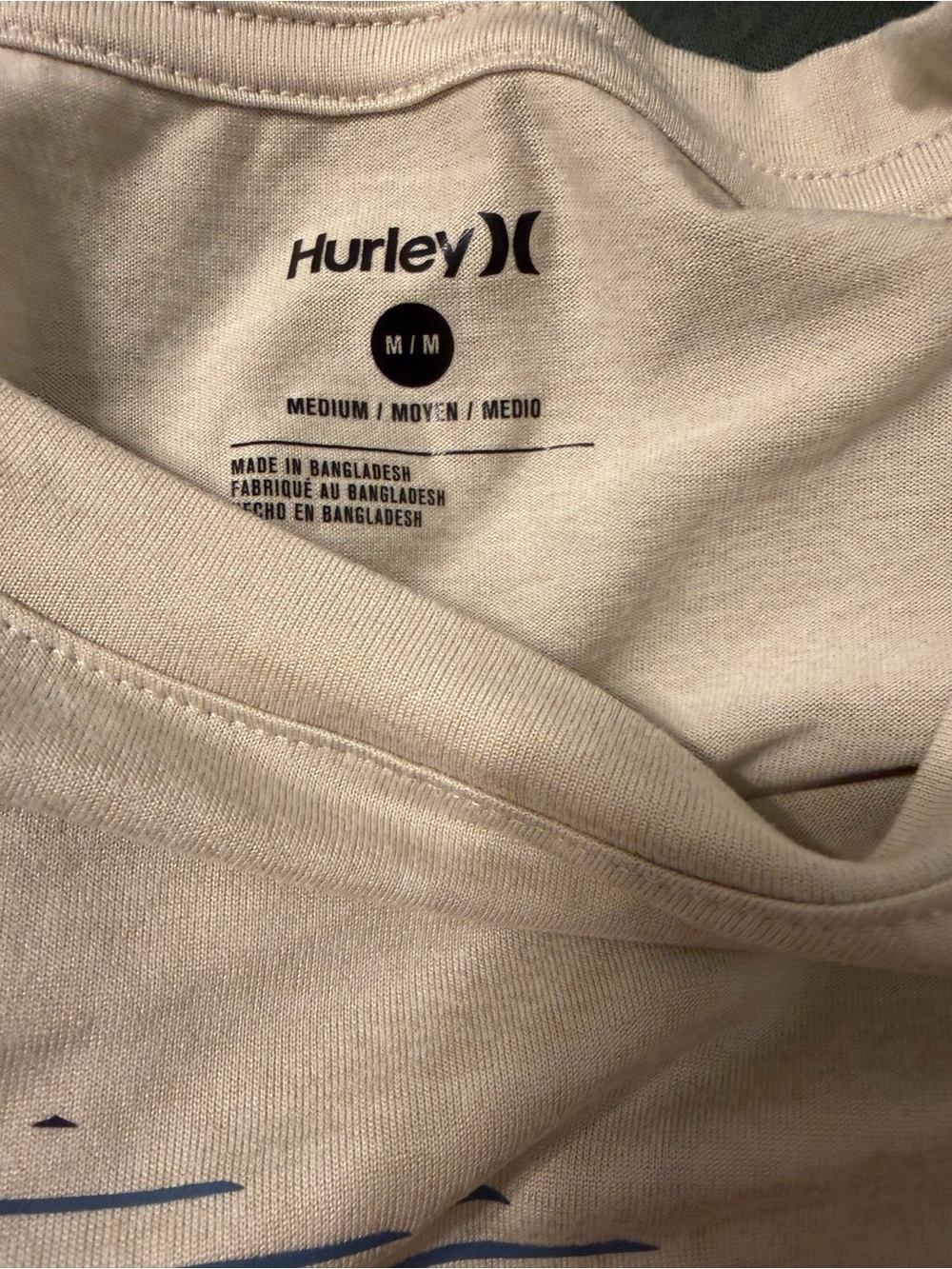 Hurley Men’s Short Sleeve Tee in Light Beige with Navy Graphic - Picture 3 of 3